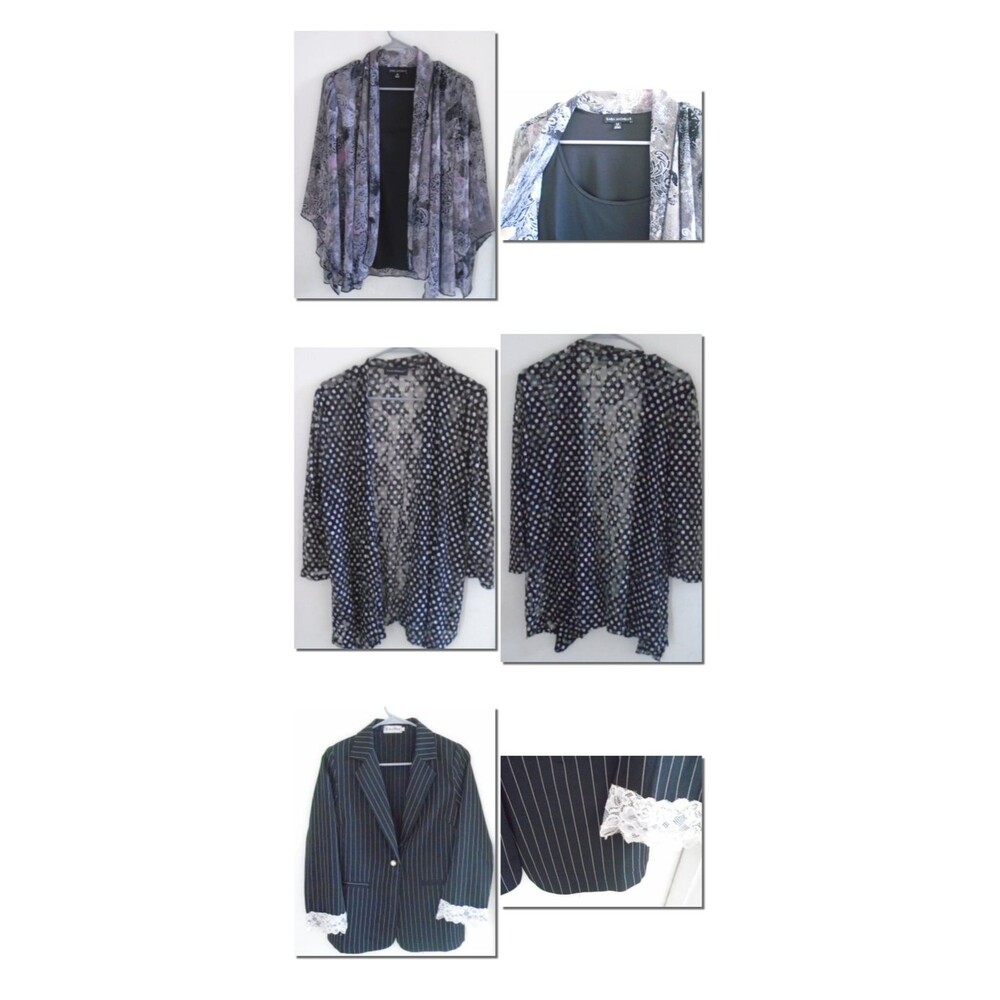 WOMEN'S BLAZER TOP COVER UP Black White Career Office Medium 3 Piece Lot
